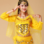 肚皮舞贝壳长袖 印度舞蹈上衣表演出净面练习衣服舞蹈跳舞服装 新款