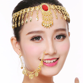 印度舞蹈表演出饰品印度舞配饰宝石头饰鼻夹鼻环民族宝石鼻链头链