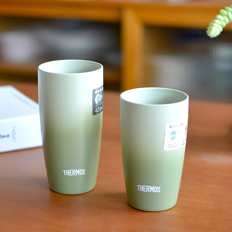 日本原装进口thermos膳魔师陶器风不锈钢保冷保温杯jdm341/421