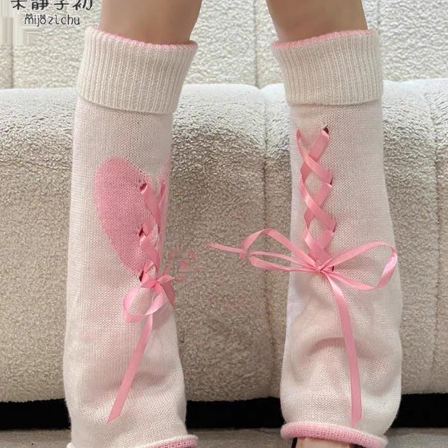 日系loita袜套秋冬丝带星