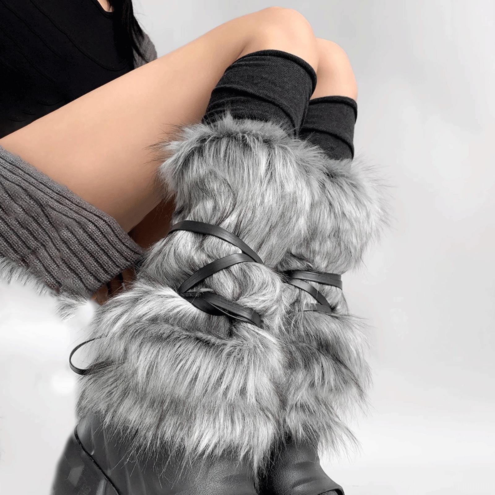 皮草腿套千禧辣妹y2k毛袜