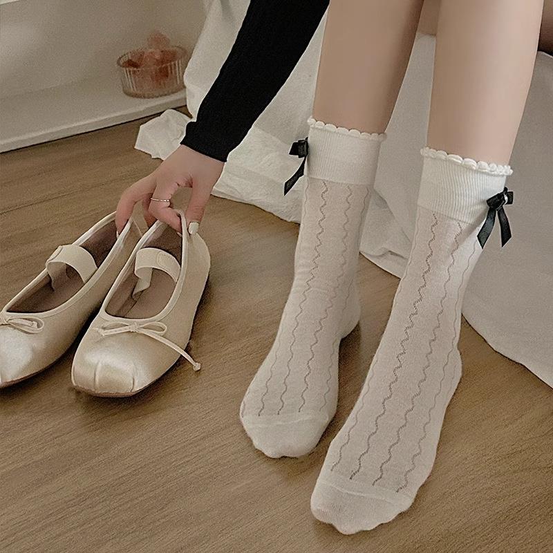 春夏季黑白侧边珍珠蝴蝶结