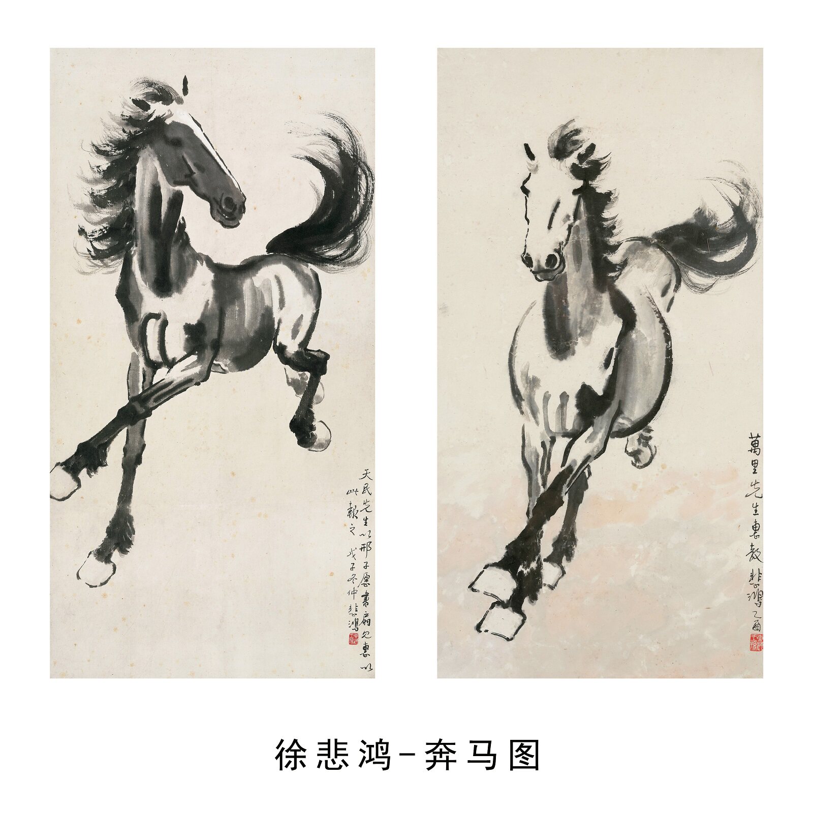 徐悲鸿奔马图国画微喷画芯