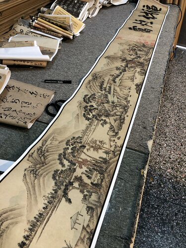 元 黄公望 秋林烟霭代 古图名家山水画摹卷真迹复制品临长装饰