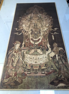 千手观音像绢本68x136cm古画复制画人物立轴原作版画佛画装饰画