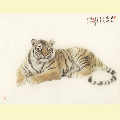 苏柏斗万树生风挂轴老虎画