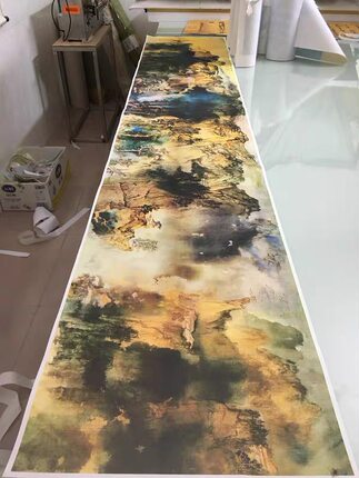 名家水墨风景山水国画横轴张大千庐山图家居卧室背景墙室内装饰画