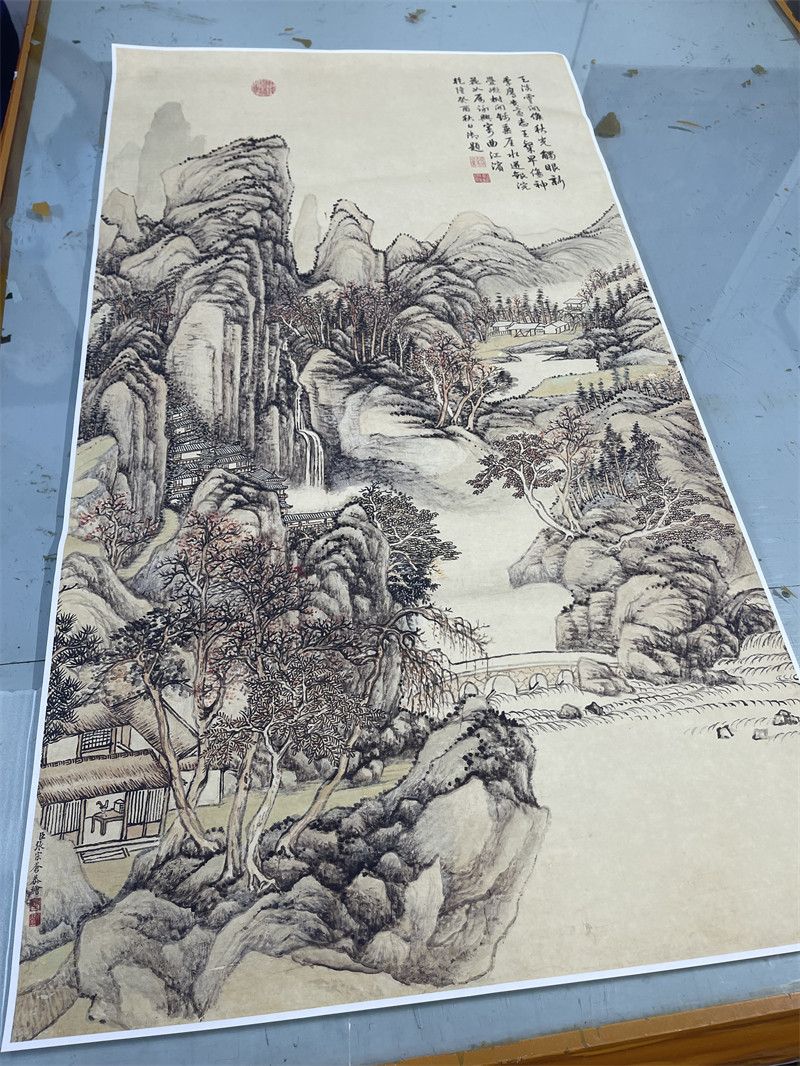 张宗竖幅高清微喷挂轴装裱山水画