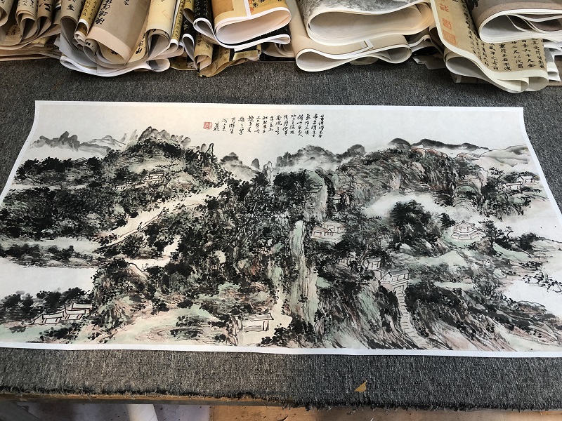 近现代名家黄宾虹河小景横幅山水画