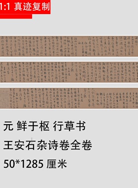 1：1复制 宋 鲜于枢 草书王安石杂诗 古代名家字帖微喷临摹学习
