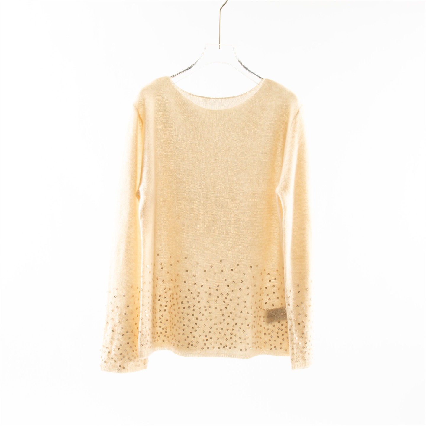 欧美风25秋冬季轻奢圆领亮片装饰山羊绒针织衫女长袖百搭毛衣上衣,女装/女士精品,毛针织衫,淘宝优惠券,粉丝福利购,淘宝优惠卷