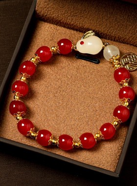 国风新中式玉兔手链女小众设计手链女  时尚女生手链高级感礼物