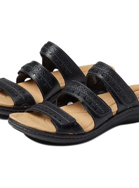 Clarks/其乐凉鞋女皮鞋中坡跟露趾柔软耐磨凉拖夏季拖鞋正品72804