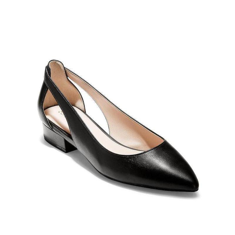 cole haan/可汗女皮鞋平跟尖头浅口黑色真皮空侧面正品468000