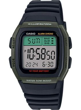 卡西欧Casio男士数字手表 35mm秒表闹钟W96h潮牌简约进口休闲经典