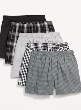 Old Navy男士内裤纯棉平角裤透气5条装家居短裤大裤衩男款短裤衩