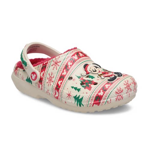 Crocs卡骆驰洞洞鞋拖鞋包头拖秋冬季保暖圣诞米老鼠联名毛绒加厚