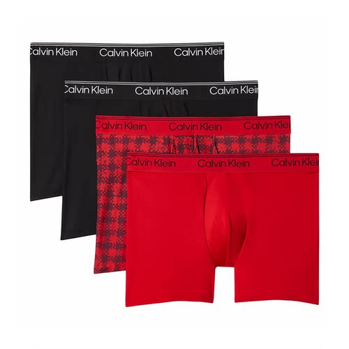 CK内裤男士Calvin Klein平角内裤4条装卡尔文·克莱恩新年本命年