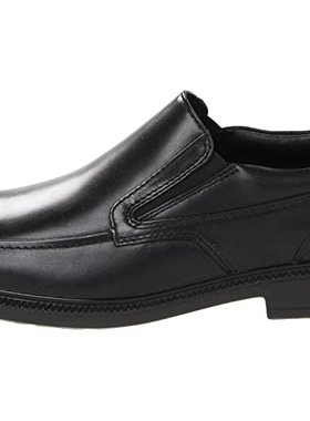 Hush Puppies/暇步士男休闲皮鞋套脚黑色中年正品H0M01155-252