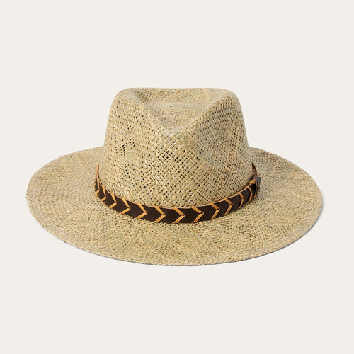 stetson手工编织遮阳草帽男女同款UPF 50+防晒夏季大帽檐吸汗透气