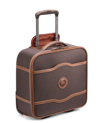 Delsey16寸旅行箱手提箱拉杆滑轮轻量便携时尚迷你登机箱皮质时尚