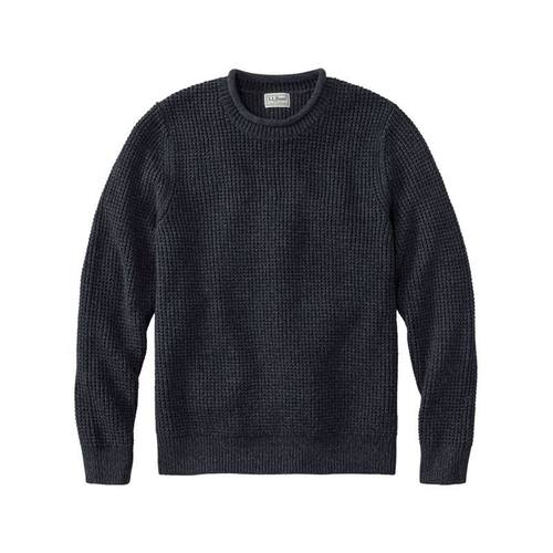 L.L. Bean宾恩男士毛衣罗纹针织衫纯棉有机棉华夫格半高领秋冬季