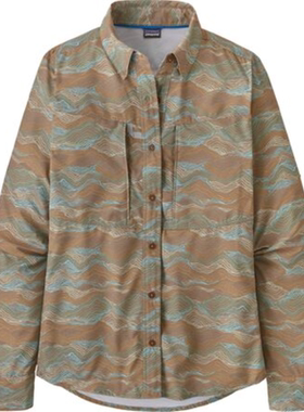 PATAGONIA/巴塔哥尼亚女长袖印花衬衫宽松商务通勤秋正品PATZ9QA