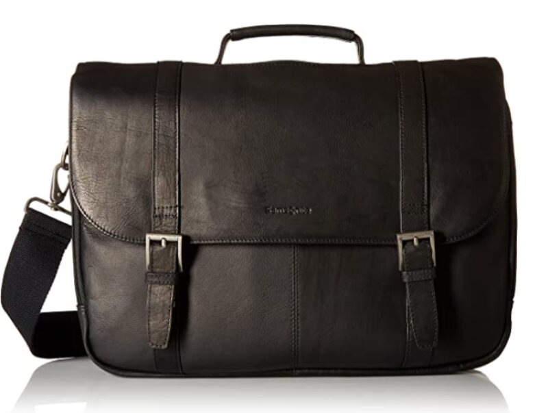 Samsonite/新秀丽男包盖式皮质邮差包公文手提包正品45798-1139
