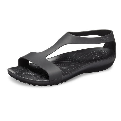 Crocs/卡洛驰女鞋凉鞋Serena平底鞋沙滩鞋轻便防滑黑色露趾夏季