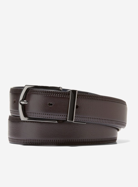 Cole Haan/可汗男腰带边缘压花质感奢华针扣皮质皮带复古F12399