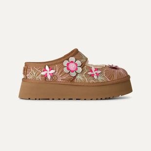 UGG女鞋棉鞋半包跟雪地棉羊毛内里Bea Mary Jane加厚户外刺绣冬季