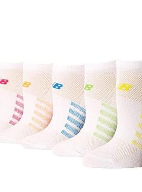 NEW BALANCE女袜子6双白色短袜彩色条纹舒适透气正品333642
