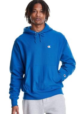 Champion冠军卫衣男女款克莱因蓝白色连帽套头衫休闲情侣秋冬正品