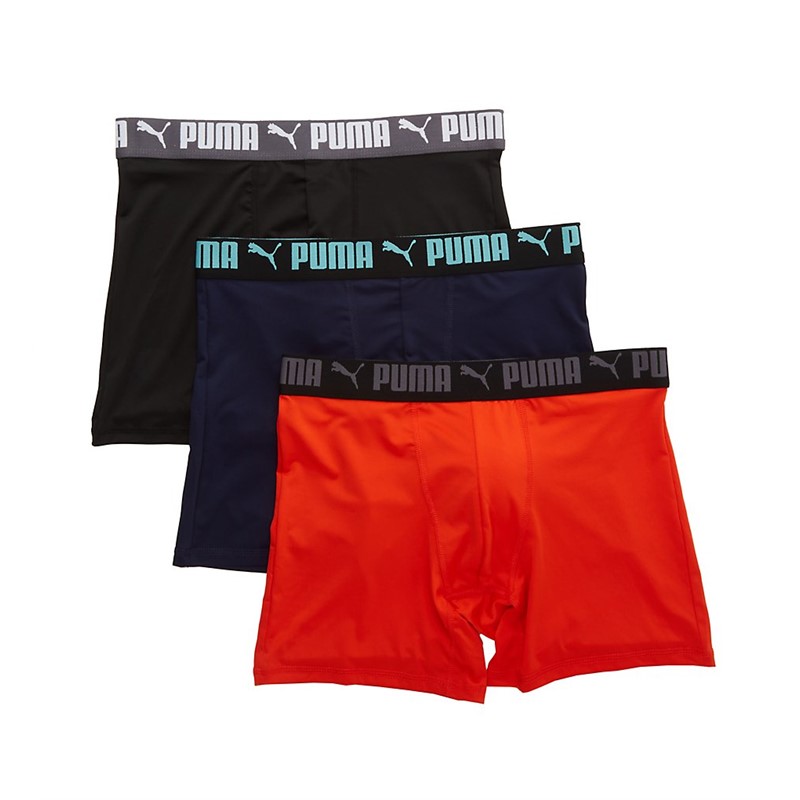 Puma/彪马男短裤运动休闲平角内裤3条装吸汗透气纯色四季款正品