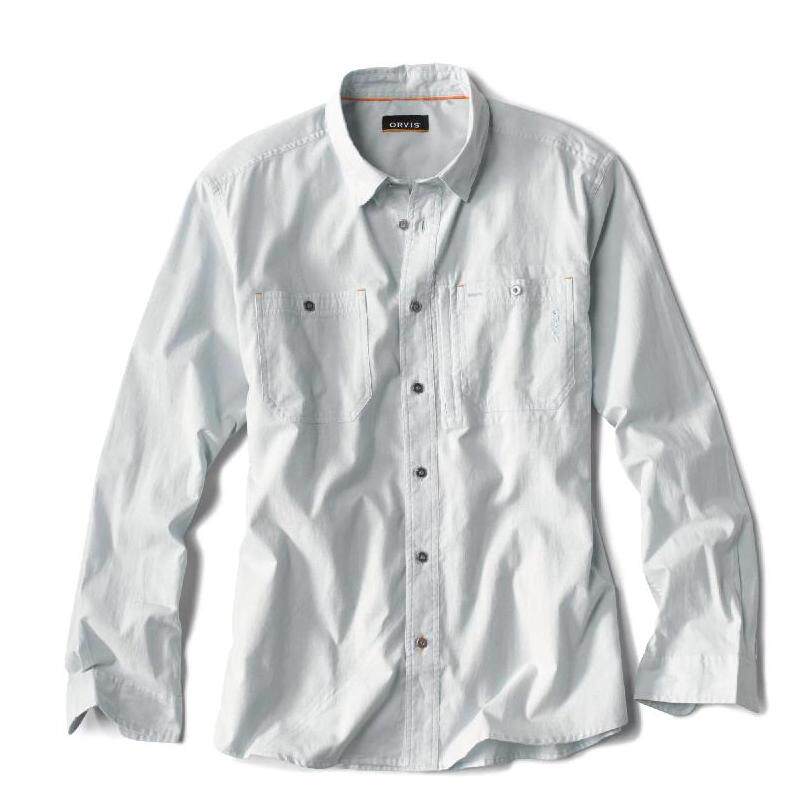 orvis男士衬衫长袖格子亚麻布尖领系扣弹性打底早秋正品3abl