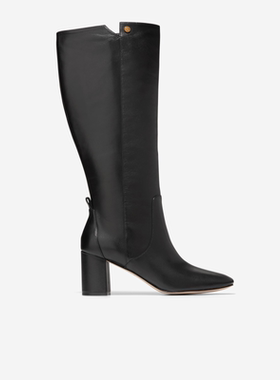 Cole Haan/可汗女方头高筒靴高跟鞋粗跟百搭舒适春秋时尚W26460