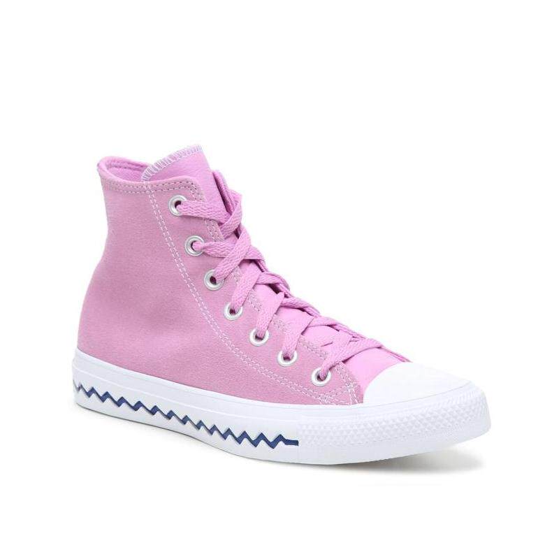 converse/匡威女帆布鞋高帮系带波浪粉色板鞋运动鞋正品469191