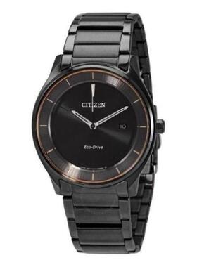 Citizen/西铁城男手表石英黑色表盘镀黑腕表礼物正品BM7407-81H