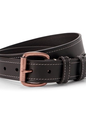Orvis男士腰带铜扣皮带真皮针扣裤腰带复古做旧双环耐磨美国直邮