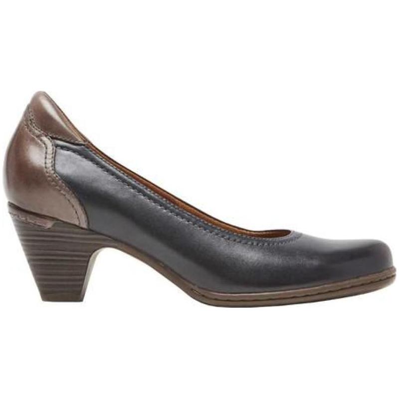 Rockport/乐步女高跟鞋皮鞋圆头浅口拼接真皮减震细跟正品892886