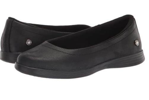 Skechers/斯凯奇女单鞋瓢鞋浅口纯色圆头透气皮面休闲直邮136210