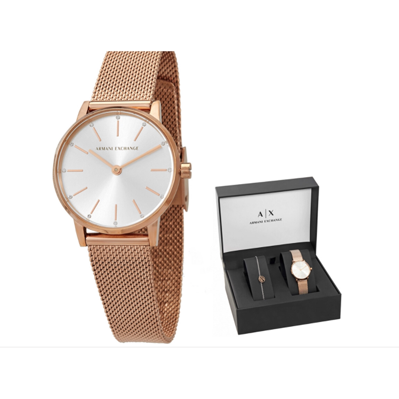 阿玛尼手表女石英表轻奢气质手链礼盒礼物armani玫瑰金正品ax7121