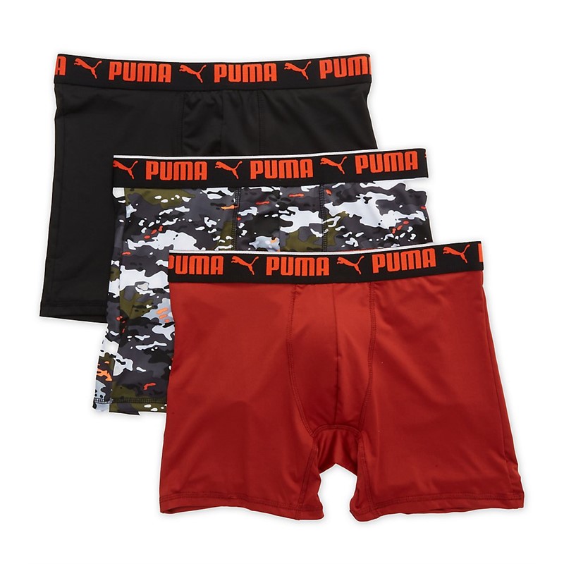 Puma/彪马男短裤运动休闲平角内裤3条装纯色吸汗透气四季款正品