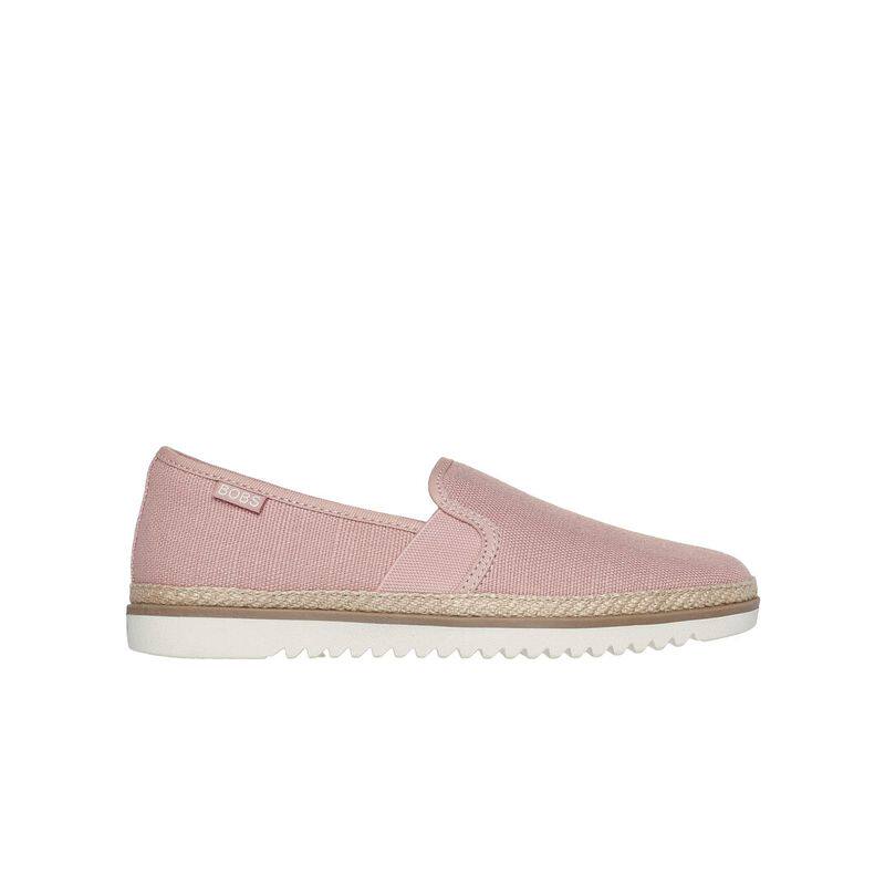 斯凯奇/Skechers女鞋帆布鞋一脚蹬平底鞋亚麻BOBS中口休闲114020