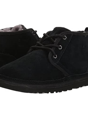 UGG男士棉靴雪地靴系带短筒纯色羊毛加绒加厚冬正品JXJB00593T3EM