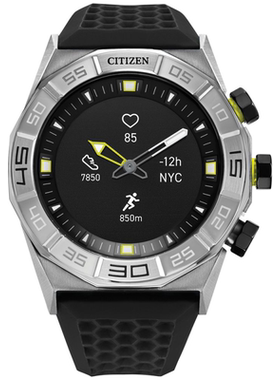 Citizen/西铁城男士腕表CZ混合HR黑色硅胶表带智能手表44mm132733