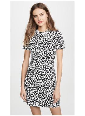 Theory女士连衣裙圆领短袖拼色豹纹休闲舒适百搭正品THEOR43601