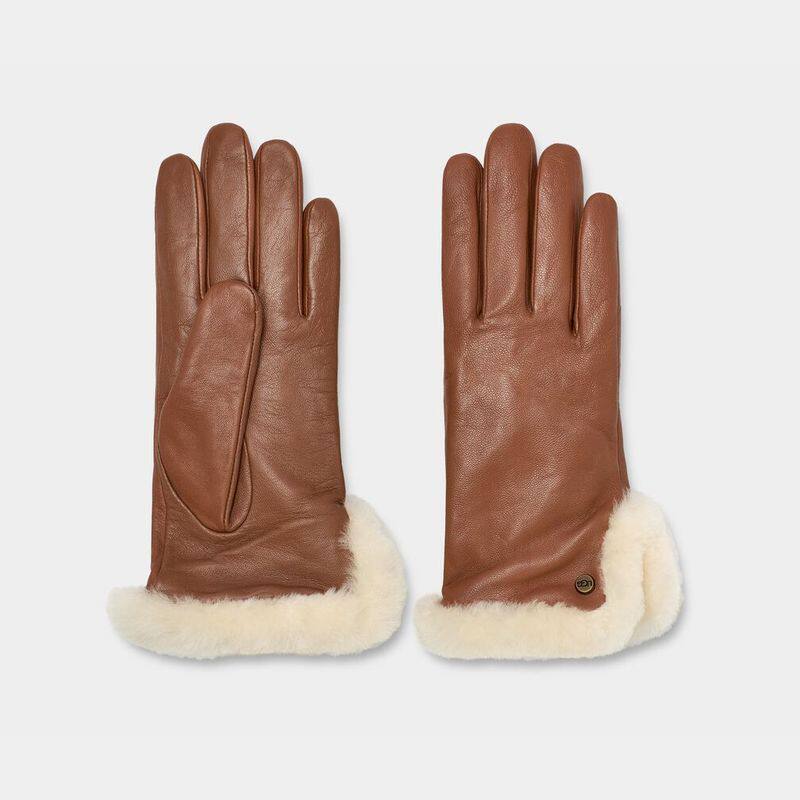 ugg手套皮革羊皮透气五指手套户外配件保暖加绒冬季必备纯色极简