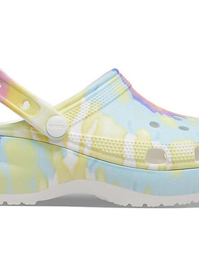 Crocs卡洛驰凉鞋女中跟洞洞鞋厚底扎染夏沙滩度假时尚正品207151