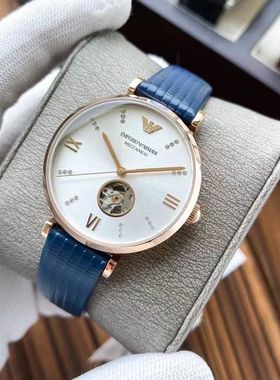 阿玛尼手表女腕表EMPORIO ARMANI半镂空机械表皮带正品AR60020